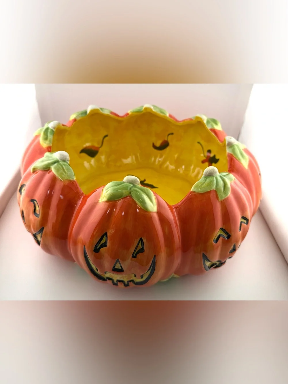 Vintage Halloween Pumpkin 2-Piece Ceramic Set / Like New